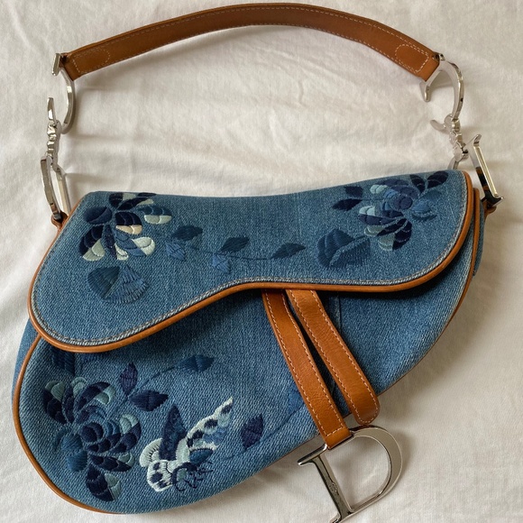 Dior Handbags - Authentic Dior Saddle Bag in Denim